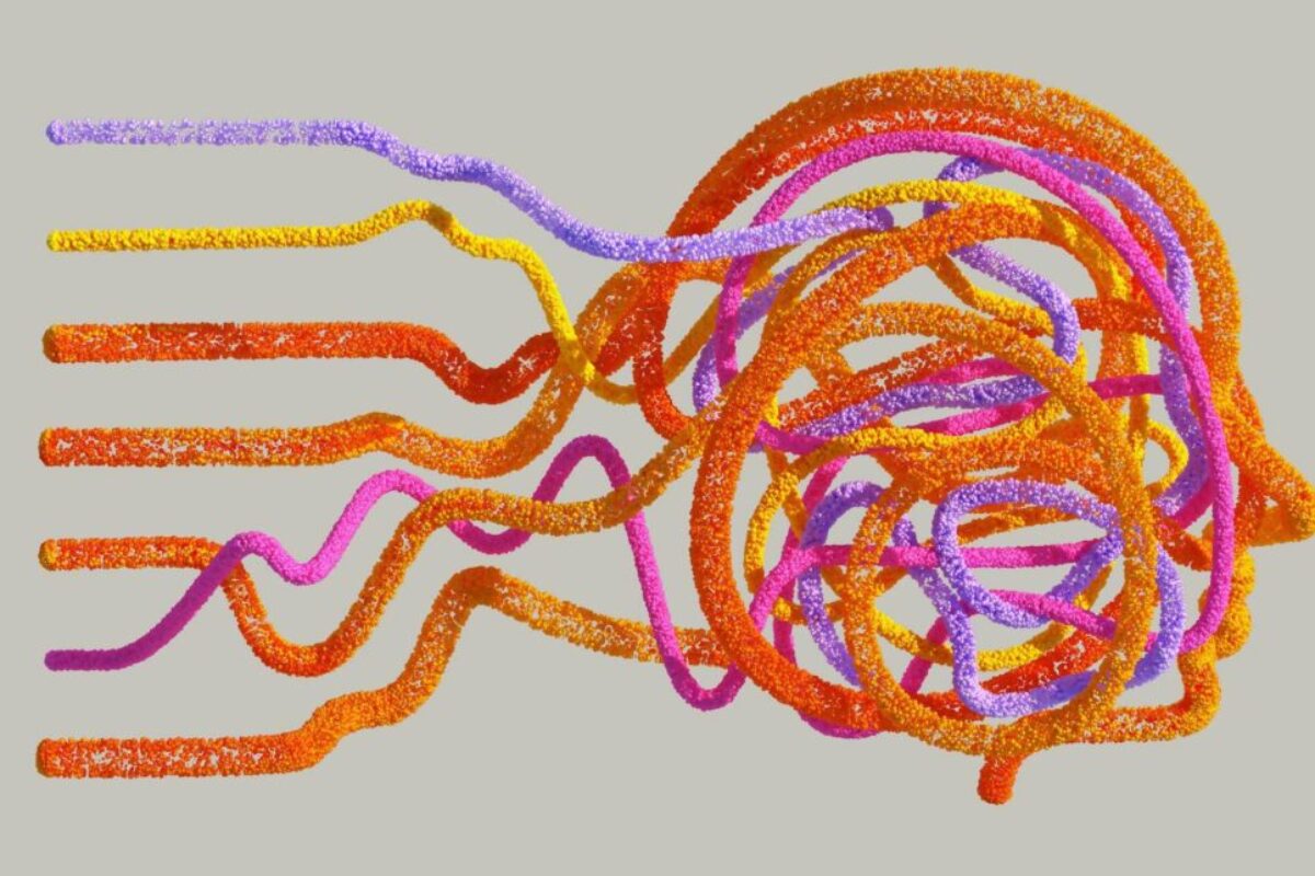 Image of coloured pipe cleaners creating the shape of a face and brain pathways symbolising: The Neuroscience of Creativity in Art Therapy: Bridging Artistic Expression and Psychological Well-being