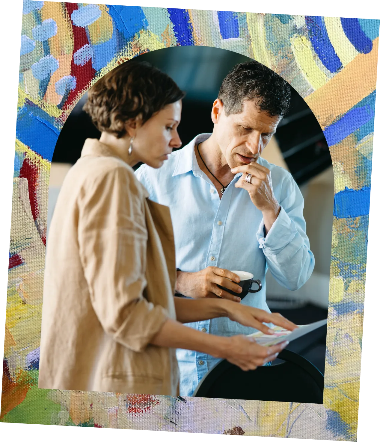 Rob Gray consulting with a prospective student about CECAT art therapy courses