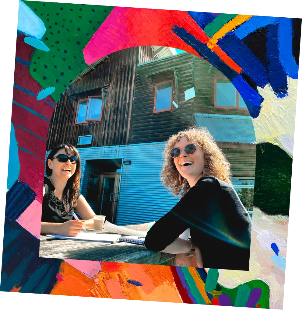 Two students studying a professional art therapy course with CECAT